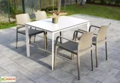 Salon De Jardin : 1 Table Aluminium 120 X 80 Cm + 4 Fauteuils – Dock