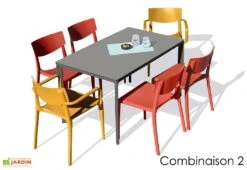 Salon De Jardin : 1 Table 160 X 90 Cm + 4 Chaises + 2 Fauteuils – Town -Solid || Mikado || Hevea Soldes Boutique salon jardin alu 6 places anthracite rouge jaune