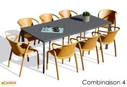 Salon De Jardin : 1 Table Aluminium 200 X 90 Cm Anthracite + 8 Fauteuils – Fado -Solid || Mikado || Hevea Soldes Boutique salon jardin alu 8 places anthracite jaune