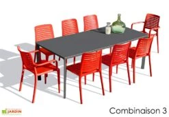 Salon De Jardin : 1 Table 200 X 90 Cm + 6 Chaises + 2 Fauteuils – Park -Solid || Mikado || Hevea Soldes Boutique salon jardin alu 8 places anthracite rouge 1