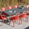 Salon De Jardin : 1 Table Aluminium 200 X 90 Cm Anthracite + 8 Fauteuils – Fado