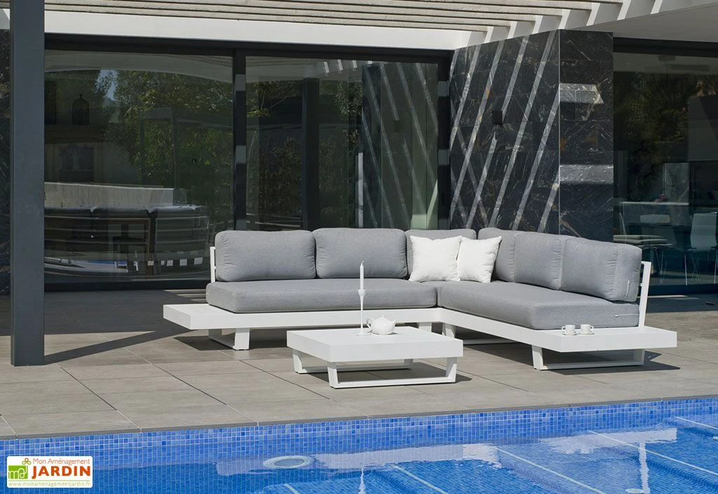 Hevea Salon De Jardin En Aluminium Anastacia Blanc + Coussins Gris Marinland 2 Hevea Salon De Jardin En Aluminium Anastacia Blanc + Coussins Gris Marinland – Image 2