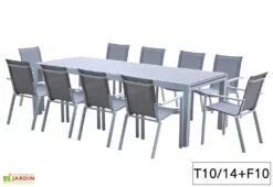 Salon De Jardin Aluminium Tulum Blanc Et Aspect Bois (TB + FT) -Solid || Mikado || Hevea Soldes Boutique salon jardin aluminium blanc effet bois table rallonge fauteuils 3