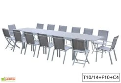 Salon De Jardin Aluminium Tulum Blanc Et Aspect Bois (TB + FT + CH) -Solid || Mikado || Hevea Soldes Boutique salon jardin aluminium blanc effet bois table rallonge fauteuils chaises 3