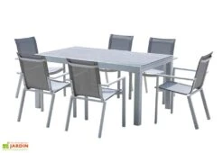 Salon De Jardin Aluminium Tulum Blanc Et Aspect Bois (TB + FT)