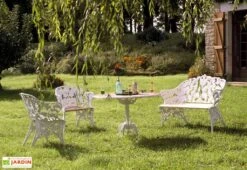 Salon De Jardin Fonte D’Aluminium Et Bois Fougère