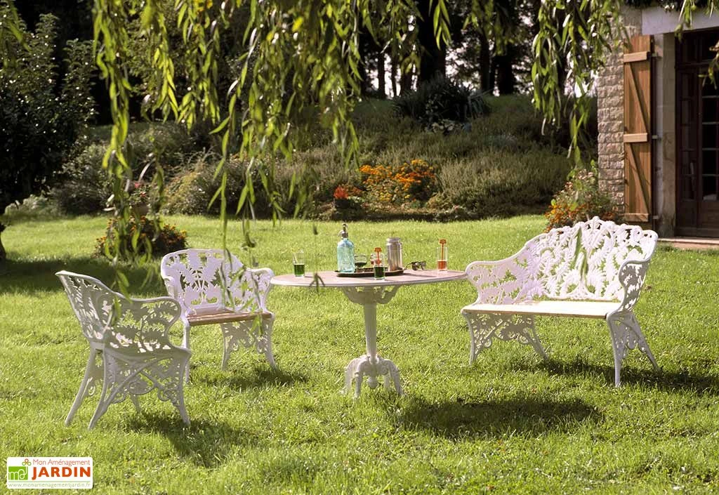 Salon De Jardin Fonte D’Aluminium Et Bois Fougère 1 Salon De Jardin Fonte D’Aluminium Et Bois Fougère