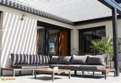 Salon De Jardin 6 Places En Aluminium Et Bois De Teck Nagano -Solid || Mikado || Hevea Soldes Boutique salon jardin aluminium bois teck 6 places canape 3