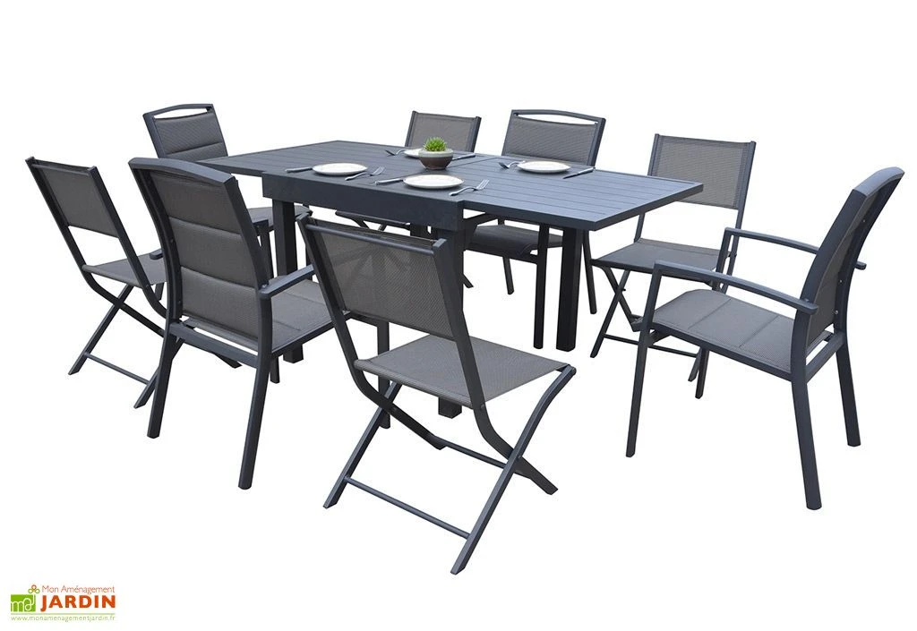 Salon De Jardin Aluminium Modulo Gris Anthracite (TB + FT + CH) 1 Salon De Jardin Aluminium Modulo Gris Anthracite (TB + FT + CH)