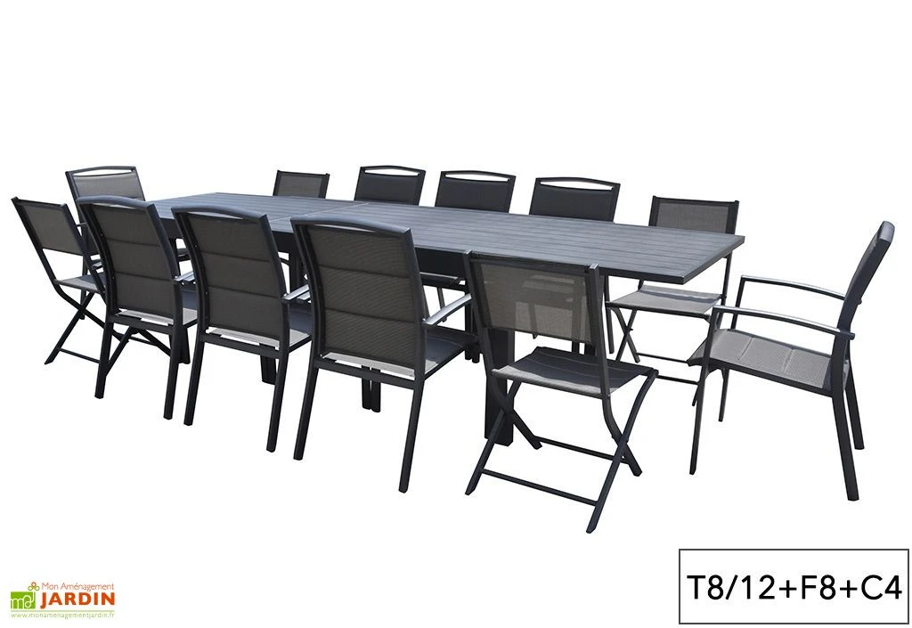 Salon De Jardin Aluminium Modulo Gris Anthracite (TB + FT + CH) 4 Salon De Jardin Aluminium Modulo Gris Anthracite (TB + FT + CH) – Image 4