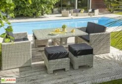 Salon De Jardin En Aluminium Et Résine Tressée Oceane Lunch – 8 Places