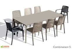 Salon De Jardin : 1 Table 200 X 90 Cm + 6 Chaises + 2 Fauteuils – Park -Solid || Mikado || Hevea Soldes Boutique salon jardin aluminium taupe 8 fauteuils gris