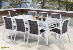 Salon De Jardin Aluminium : Table Extensible 200/320 Cm + Fauteuils 11 Salon De Jardin Aluminium : Table Extensible 200/320 Cm + Fauteuils -Solid || Mikado || Hevea Soldes Boutique salon jardin aluminium wilsa 600335