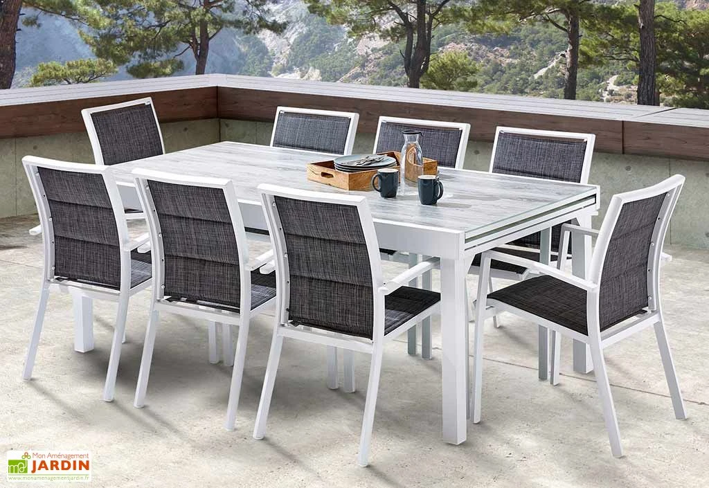 Salon De Jardin Aluminium : Table Extensible 200/320 Cm + Fauteuils 6 Salon De Jardin Aluminium : Table Extensible 200/320 Cm + Fauteuils – Image 6