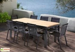 Salon De Jardin Bali Aluminium Et Teck : Table Extensible + 8 Fauteuils -Solid || Mikado || Hevea Soldes Boutique salon jardin aluminium wilsa 603044
