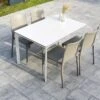 Salon De Jardin : 1 Table Aluminium 120 X 80 Cm + 4 Chaises – Hall