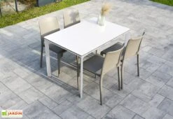Salon De Jardin : 1 Table Aluminium 120 X 80 Cm + 4 Chaises – Hall