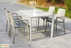 Salon De Jardin : 1 Table Aluminium 120 X 80 Cm + 4 Fauteuils – Hall