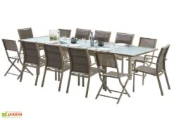 Salon De Jardin Modulo : Table à Rallonge + 8 Fauteuils + 4 Chaises