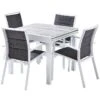 Salon De Jardin Aluminium : Table Extensible 90/180 Cm + 4 Fauteuils