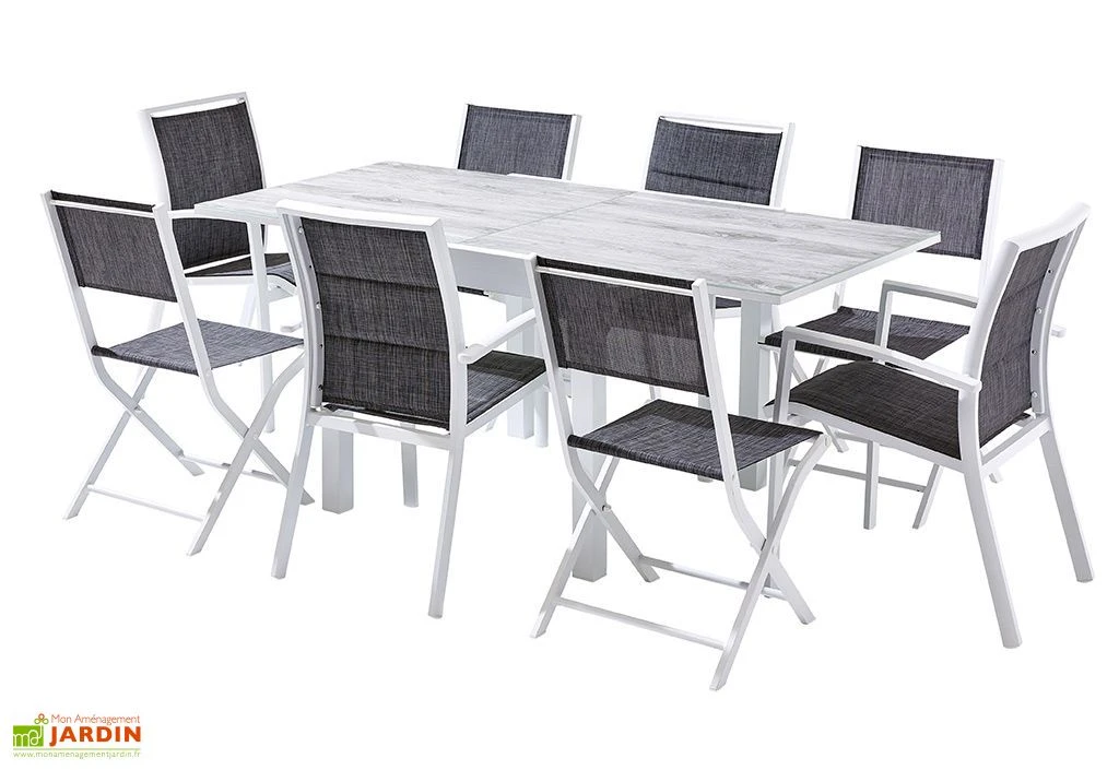 Salon De Jardin Aluminium : Table Extensible 90/180 Cm + 4 Fauteuils 2 Salon De Jardin Aluminium : Table Extensible 90/180 Cm + 4 Fauteuils – Image 2