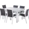 Salon De Jardin Aluminium : Table Extensible 135/270 Cm + Fauteuils