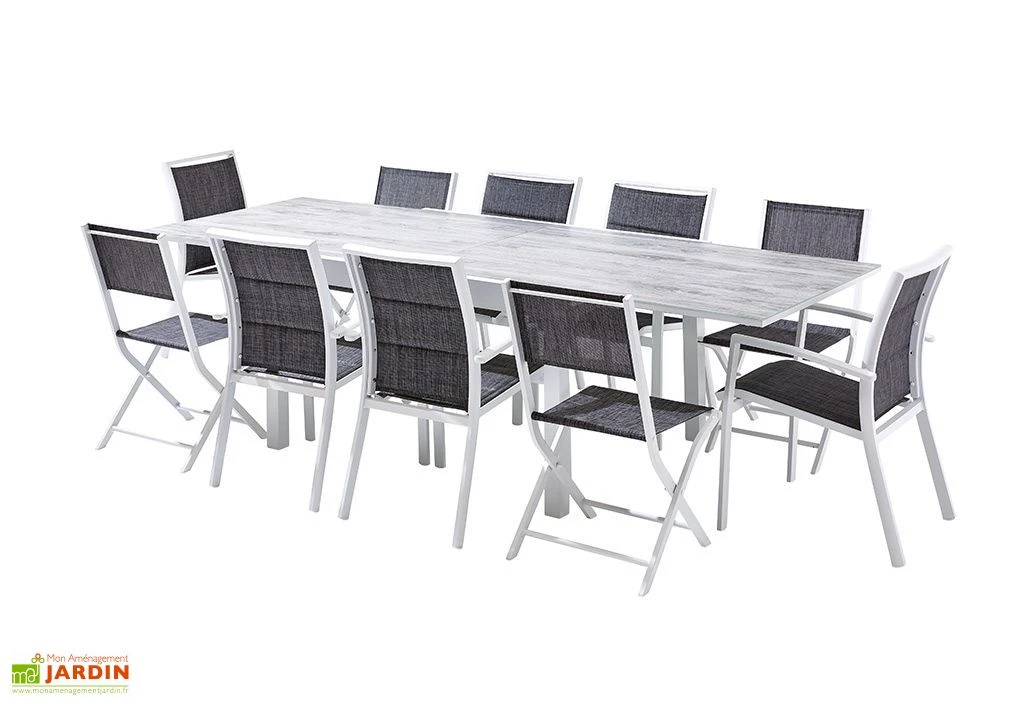 Salon De Jardin Aluminium : Table Extensible 135/270 Cm + Fauteuils 2 Salon De Jardin Aluminium : Table Extensible 135/270 Cm + Fauteuils – Image 2
