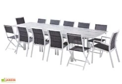 Salon De Jardin Aluminium : Table Extensible 200/320 Cm + Fauteuils