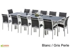 Salon De Jardin Modulo : Table Extensible + 12 Fauteuils -Solid || Mikado || Hevea Soldes Boutique salon jardin modulo wilsa table extensible 12 fauteuils aluminium verre