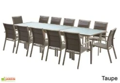 Salon De Jardin Modulo : Table Extensible + 12 Fauteuils -Solid || Mikado || Hevea Soldes Boutique salon jardin modulo wilsa table extensible 12 fauteuils aluminium verre 3