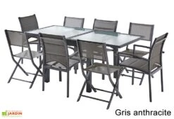 Salon De Jardin Modulo : Table Extensible + 4 Fauteuils + 4 Chaises -Solid || Mikado || Hevea Soldes Boutique salon jardin modulo wilsa table extensible 4fauteuils 4chaises aluminium verre 3