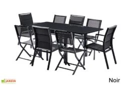 Salon De Jardin Modulo : Table Extensible + 4 Fauteuils + 4 Chaises -Solid || Mikado || Hevea Soldes Boutique salon jardin modulo wilsa table extensible 4fauteuils 4chaises aluminium verre 4