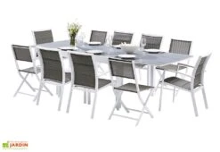 Salon De Jardin Modulo : Table Extensible + 6 Fauteuils + 4 Chaises