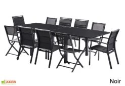 Salon De Jardin Modulo : Table Extensible + 6 Fauteuils + 4 Chaises -Solid || Mikado || Hevea Soldes Boutique salon jardin modulo wilsa table extensible 6fauteuils 4chaises aluminium verre 3