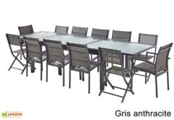 Salon De Jardin Modulo : Table à Rallonge + 8 Fauteuils + 4 Chaises -Solid || Mikado || Hevea Soldes Boutique salon jardin modulo wilsa table extensible 8 fauteuils 4 chaises aluminium verre