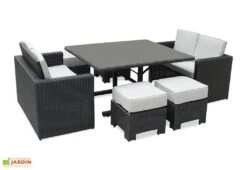 Salon De Jardin 8 Places En Aluminium Et Résine Tressée Océane Noir -Solid || Mikado || Hevea Soldes Boutique salon jardin resine tressee encastrable 8p