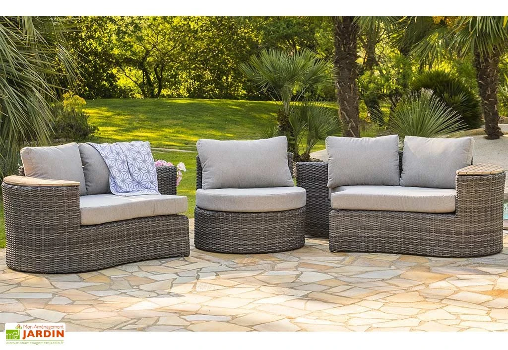 Salon De Jardin Rond En Aluminium Et Résine Tressée 8 Places - Nouméa 5 Salon De Jardin Rond En Aluminium Et Résine Tressée 8 Places - Nouméa – Image 5