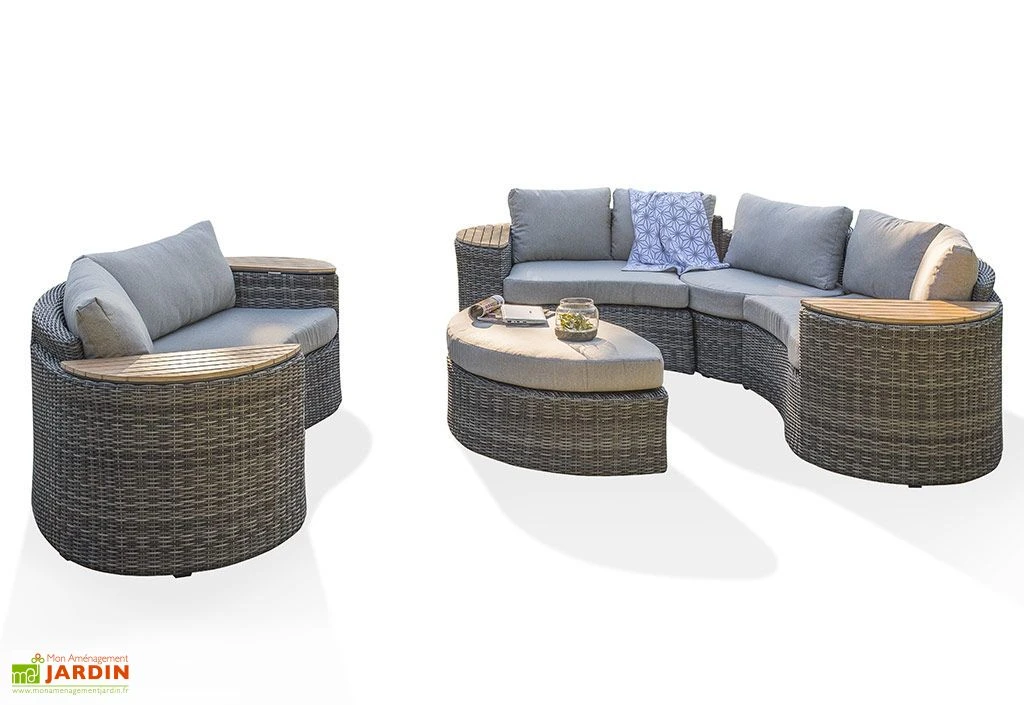 Salon De Jardin Rond En Aluminium Et Résine Tressée 8 Places - Nouméa 6 Salon De Jardin Rond En Aluminium Et Résine Tressée 8 Places - Nouméa – Image 6