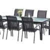 Salon De Jardin BlackSun En Alu Et Verre Trempé : Table + 8 Fauteuils
