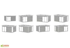 Solid Abri De Jardin En Bois D’épicéa Brut Avec Baie Vitrée - Faro 12,25 M² -Solid || Mikado || Hevea Soldes Boutique schema configurations studio jardin faro