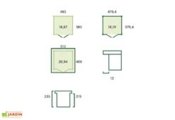 Abri De Jardin En Bois D’épicéa Brut Et Profilés En Aluminium - 18,7 M² 5 Abri De Jardin En Bois D’épicéa Brut Et Profilés En Aluminium - 18,7 M² -Solid || Mikado || Hevea Soldes Boutique schema dimensions abri jardin gardenas 18m2