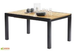 Salon De Jardin Bali Aluminium Et Teck : Table Extensible + 6 Fauteuils 8 Salon De Jardin Bali Aluminium Et Teck : Table Extensible + 6 Fauteuils -Solid || Mikado || Hevea Soldes Boutique table aluminium teck 6 personnes