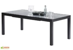 Salon De Jardin HPL Star : Table Extensible Alu + 8 Fauteuils -Solid || Mikado || Hevea Soldes Boutique table extensible salon de jardin aluminium noir hpl 8 12 personnes