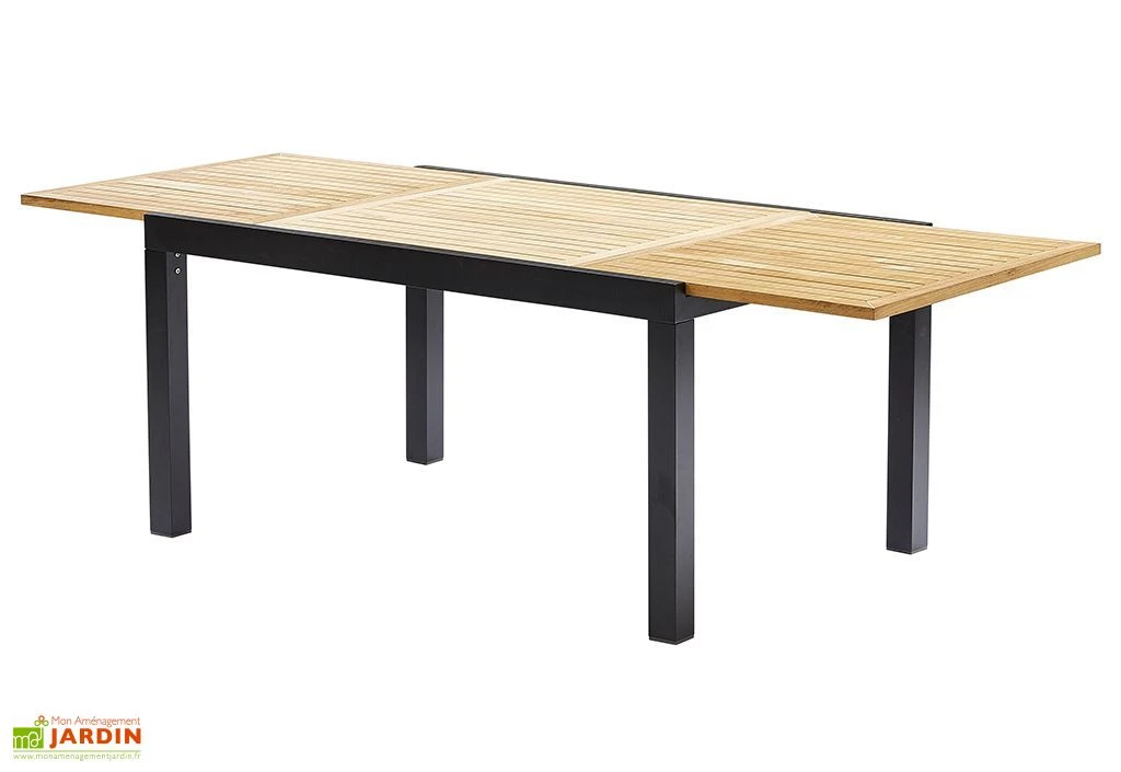 Salon De Jardin Bali Aluminium Et Teck : Table Extensible + 6 Fauteuils 4 Salon De Jardin Bali Aluminium Et Teck : Table Extensible + 6 Fauteuils – Image 4
