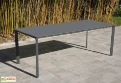 Salon De Jardin : 1 Table Aluminium 200 X 90 Cm + 8 Fauteuils – Dock -Solid || Mikado || Hevea Soldes Boutique table jardin alu anthracite ezpeleta 200cm