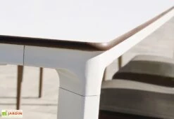 Salon De Jardin : 1 Table Aluminium 160 X 90 Cm + 6 Fauteuils – Dock -Solid || Mikado || Hevea Soldes Boutique table jardin alu blanche ezpeleta 3