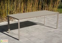 Salon De Jardin : 1 Table Aluminium 200 X 90 Cm + 8 Fauteuils – Dock -Solid || Mikado || Hevea Soldes Boutique table jardin alu taupe ezpeleta 200cm