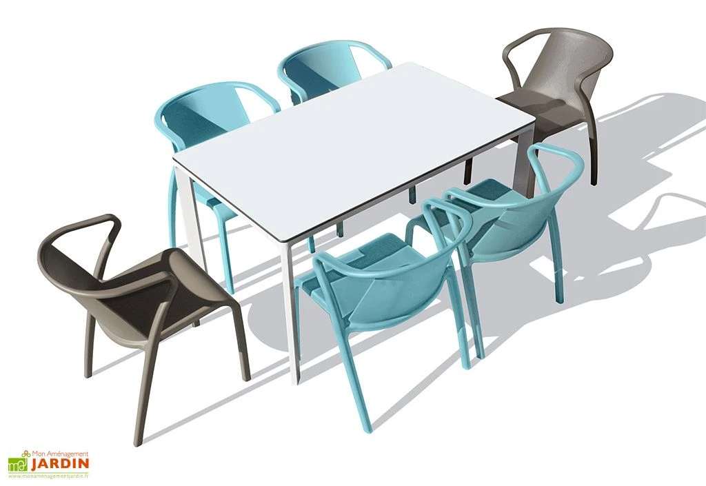 Salon De Jardin : 1 Table Aluminium 160 X 90 Cm + 6 Fauteuils – Fado 1 Salon De Jardin : 1 Table Aluminium 160 X 90 Cm + 6 Fauteuils – Fado