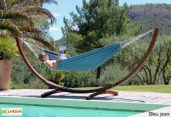 Toile De Hamac En Coton 135 X 200 Cm - Marama -Solid || Mikado || Hevea Soldes Boutique toile hamac coton marama bleu jean