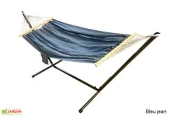 Toile De Hamac En Coton Avec Barres D’écartement 135 X 200 Cm - Merida 7 Toile De Hamac En Coton Avec Barres D’écartement 135 X 200 Cm - Merida -Solid || Mikado || Hevea Soldes Boutique toile hamac coton merida bleu jean